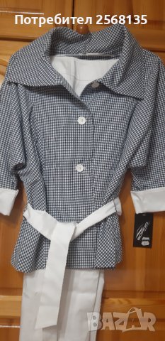 Разкошно Костюмче на "БОРДО"десен „пипит“-САКО/БЛЕЙЗЕР+ПАНТАЛОН!НОВ с Етикет!, снимка 2 - Костюми - 41974625