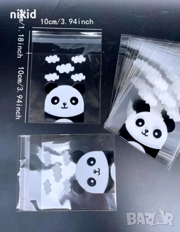 50 бр Панда мече  опаковъчни пликчета торбички за дребни сладки ръчна изработка коледни, снимка 3 - Други - 48031889