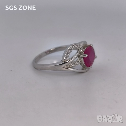 СРЕБЪРЕН ПРЪСТЕН СЪС СИН САПФИР, РУБИН, ИЗУМРАД И ТАЙЛАНД, снимка 6 - Пръстени - 52316434