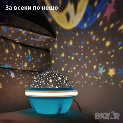 Цветна LED нощна лампа НЛО проектор със звездно небе, звезди и луна за детската стая и спокоен сън, снимка 8 - Детски нощни лампи - 52666706
