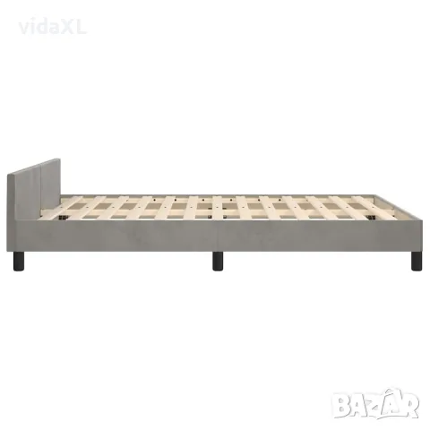vidaXL Рамка за легло без матрак, светлосива, 140x200 см, кадифе, снимка 6 - Спални и легла - 56147168