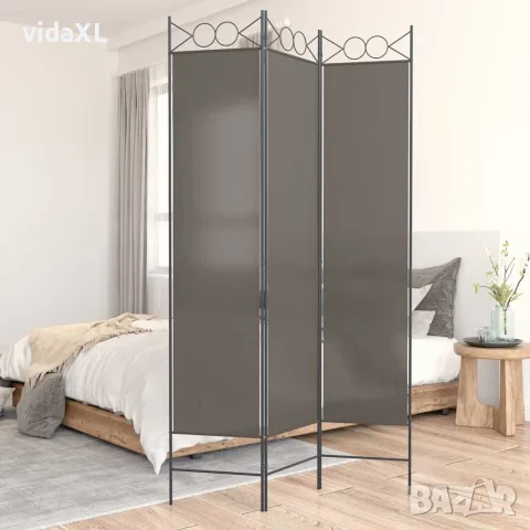 vidaXL Параван за стая, 3 панела, антрацит, 120x200 cм, текстил, снимка 2 - Паравани - 56147194