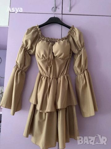Дамска бежева рокля , снимка 4 - Рокли - 51735183