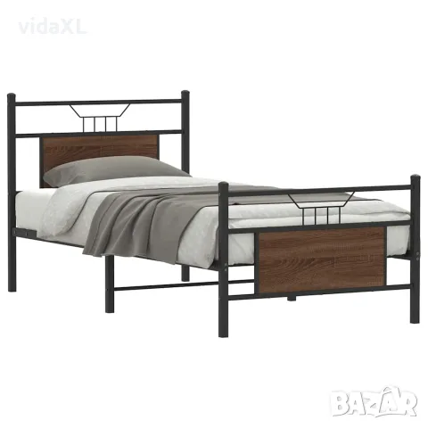 vidaXL Рамка за легло без матрак кафяв дъб 80x200 см инженерно дърво, снимка 2 - Спални и легла - 56147483