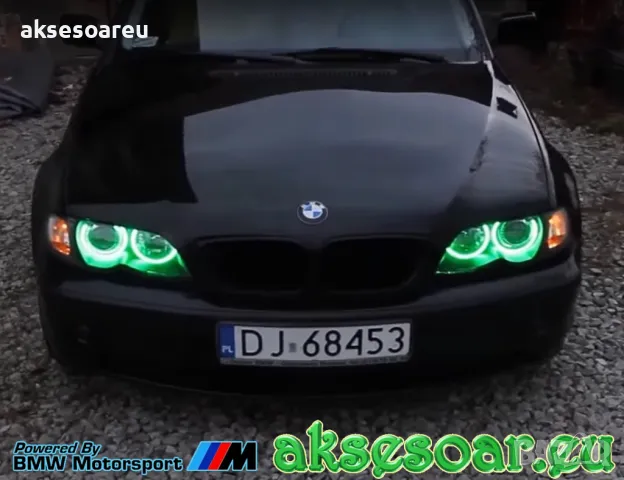 Ангелски очи многоцветни RGB LED Фарове Angel Eyes DRL за кола пръстени 4x131 mm за BMW Е46 Е36, снимка 4 - Аксесоари и консумативи - 48040450