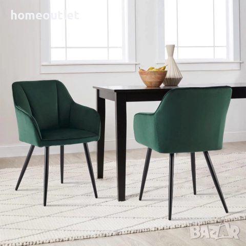 Комплект трапезни столове тип кресло с дамаска от кадифе, к-кт от 2бр. C-U-DC-B0322GR, снимка 5 - Столове - 51961113