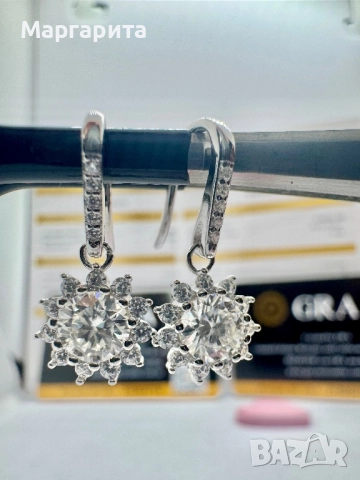 Сребърни обеци с мойсанит (Диамант) 0.5 карата, снимка 1