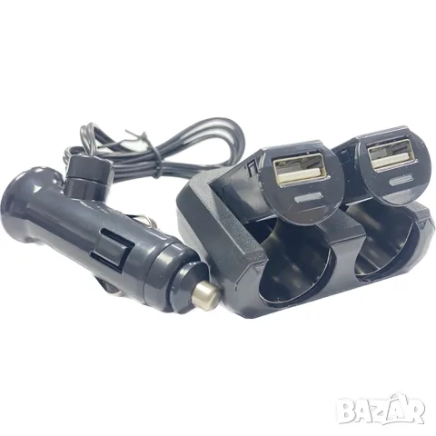 Двоен разклонител за запалка с 2 USB порта и предпазител