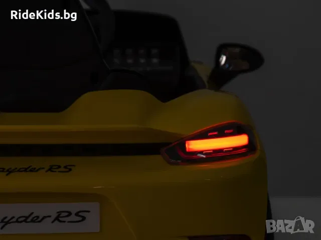 Porsche Spyder RS 12V – Детска акумулаторна кола, Жълта, EVA гуми, снимка 13 - Детски велосипеди, триколки и коли - 49731246