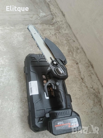 Акумулаторен трион за дърво и клони UKC 48V – 6″ верижна резачка с 2 батерии и 2 вериги