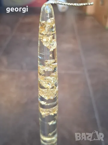 бронзов свещник с декоративна свещ със златни люспи  7/4, снимка 8 - Декорация за дома - 49820492