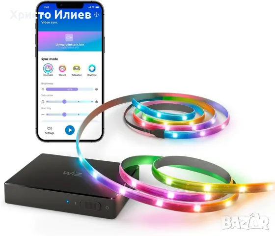 Стартов комплект WiZ Sync box 75"-85" Комплект LED ленти за подсветка на телевизор, снимка 2 - Лед осветление - 56193283
