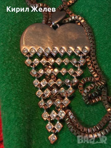 ЕФЕКТЕН СРЕБРИСТ КРИСТАЛНО ИНКРУСТИРАН МОДЕН АРТ МЕДАЛЬОН КОЛИЕ ОГЪРЛИЦА 27934, снимка 2 - Колиета, медальони, синджири - 37127907