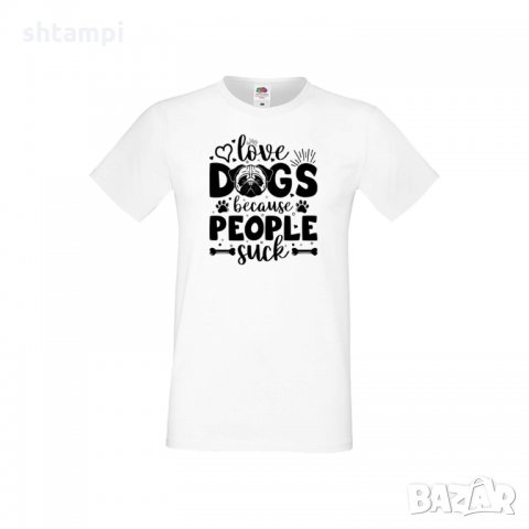 Мъжка тениска Свети Валентин Love Dogs Because People Suck, снимка 1 - Тениски - 35713543