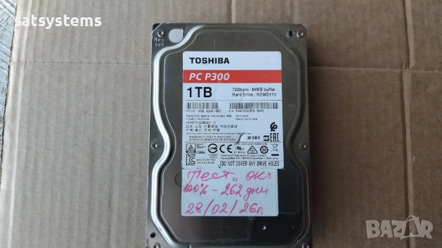 Хард диск Toshiba PC P300 HDWD110 1TB SATA 6.0Gb/s, снимка 2 - Твърди дискове - 53669498