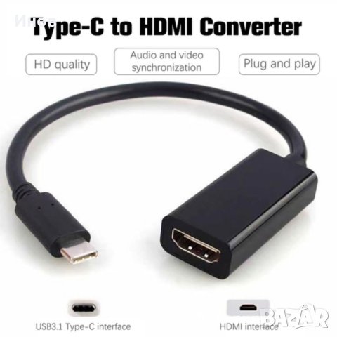 HDMI преобразовател/преходник към Тайп C, снимка 1 - Приемници и антени - 41619649