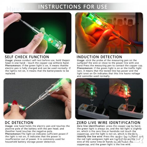 Интелигентен тестер за напрежение Писалка AC, снимка 4 - Друга електроника - 38657126