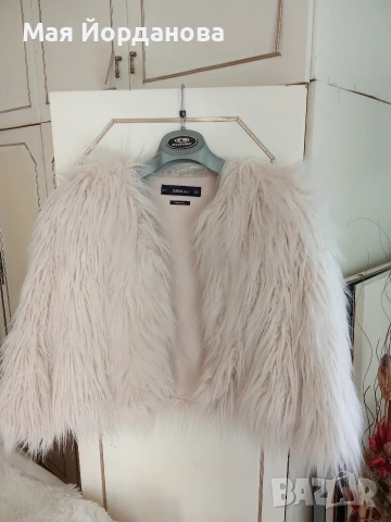 Еко палто млечно-бяло М номер на Zara,много по-красиви на живо., снимка 3 - Палта, манта - 53774135