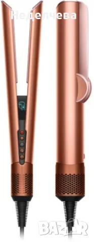 иновативният уред за коса Dyson HT01 Airstrait в цвят Amber Silk/Pink , снимка 3 - Преси за коса - 55961976