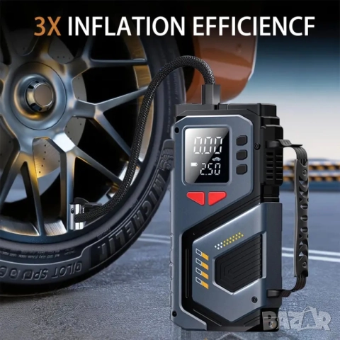 Преносим акумулаторен компресор за гуми, 150 PSI , снимка 4 - Аксесоари и консумативи - 52420169