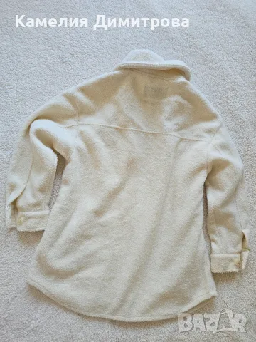 Бяло oversize палто с пухкава текстура 🤍, снимка 3 - Палта, манта - 55979223