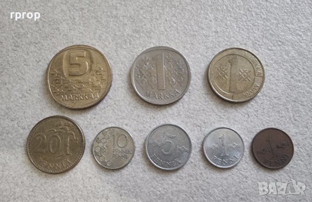 Монети. Финландия. Финланско пени и марка. 8 бройки., снимка 4 - Нумизматика и бонистика - 42361475