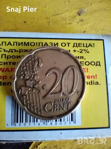 Монета от 20 евро цента, снимка 2 - Нумизматика и бонистика - 56221148