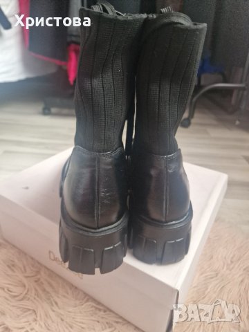 Черни боти кожа и плат - 40,00лв., снимка 5 - Дамски боти - 44342912
