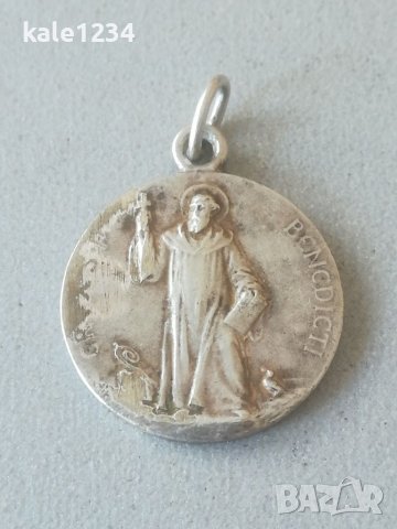 Медальон St. BENEDICTI. Свети Бенедикт. Католически. Християнски. Закрилник, снимка 3 - Антикварни и старинни предмети - 40884200