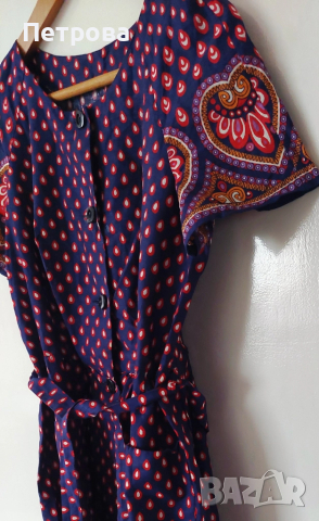 Домашна басмяна рокля с къс ръкав, нова, снимка 3 - Рокли - 49342089