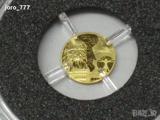 5 евро златна монета "500 години от смъртта на Да Винчи" 2019 0.5 грама, снимка 3 - Нумизматика и бонистика - 38966751