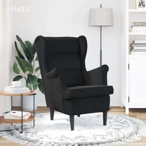 vidaXL Фотьойл, черен, кадифе, снимка 3 - Дивани и мека мебел - 56146808