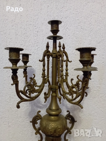 Комплект от два много големи масивни бронзови свещника - свещник, снимка 5 - Антикварни и старинни предмети - 52677577
