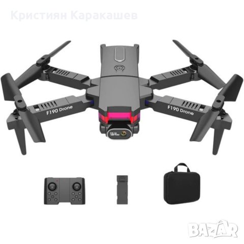 Drone F190 черен модел с LED, 4k камера, Wifi свързаност, сензор за гравитация, 360° ротация и сензо, снимка 2 - Дронове и аксесоари - 41871977