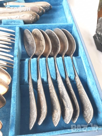 Комплект посребрени прибори, снимка 5 - Антикварни и старинни предмети - 53537474