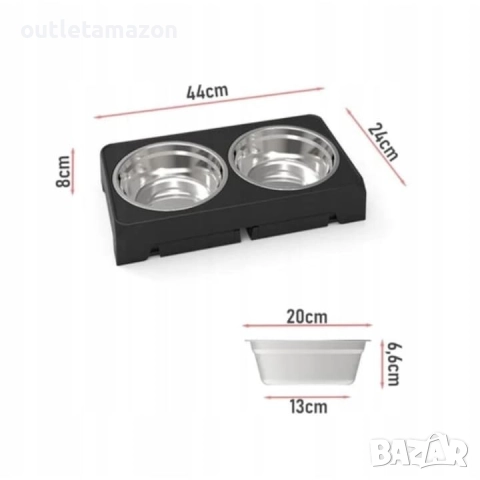 Двойна хранилка за кучета и котки с регулируема стойка, купа от неръждаема стомана 1л,, снимка 3 - За кучета - 52882754