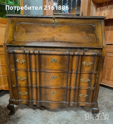 3966 Дъбово писалище с месингови дръжки 