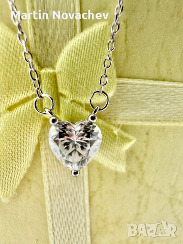 Сребърно колие с мойсанит (Диамант) 1 карат, снимка 11 - Колиета, медальони, синджири - 53820779