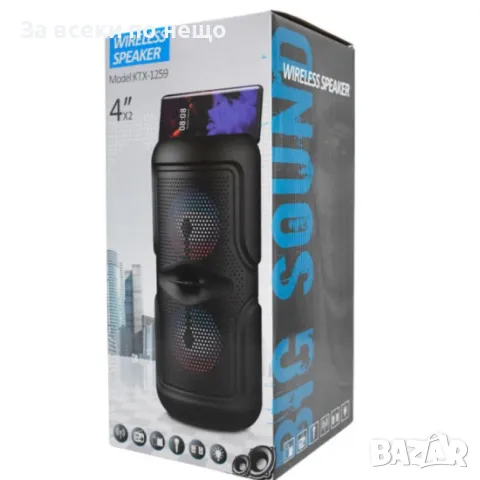 🧨 Преносима Bluetooth тонколона, KTX-1259 двоен 4-инчов говорител, снимка 3 - Караоке - 48412578