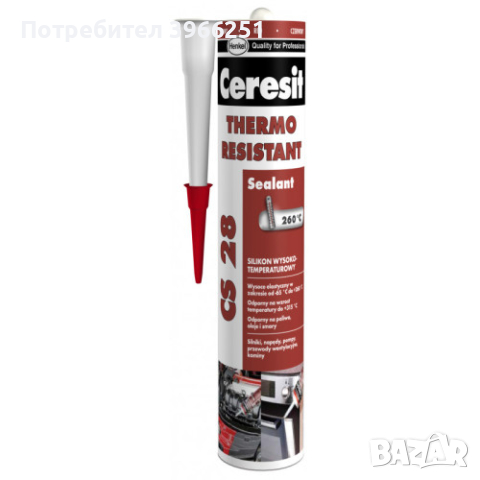 Ceresit CS 28 Термоустойчив силикон 300 мл червен, снимка 1 - Лепила и силикон - 44649225