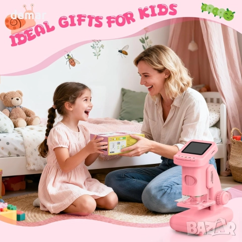 Yidoroye Цифров микроскоп за деца с 2.0" HD екран, 6-12 години, розов, снимка 7 - Образователни игри - 51877383