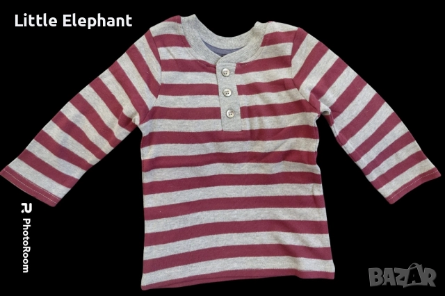 Блузка с дълъг ръкав за 12-18 месеца райе сиво и бург,копченца,Англия/нова