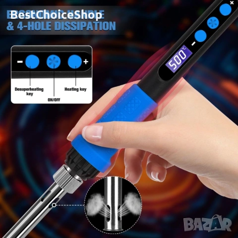 Комплект за запояване с LCD дисплей и регулируема температура, снимка 6 - Друга електроника - 53145082