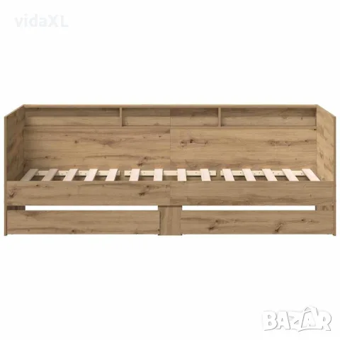 vidaXL Легло-диван с чекмедже Дъб 100 x 200 cm Инженерна дървесина, снимка 4 - Спални и легла - 56147057