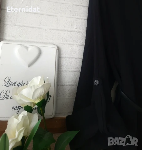 Черна рокля тип риза , снимка 4 - Рокли - 51137850