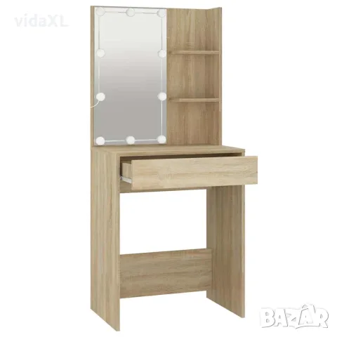 vidaXL Тоалетка с LED, дъб сонома, 60x40x140 см, снимка 4 - Тоалетки - 56147798
