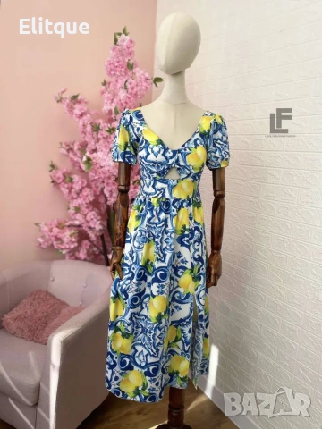 дълга лятна рокля с лимони , снимка 5 - Рокли - 53579408