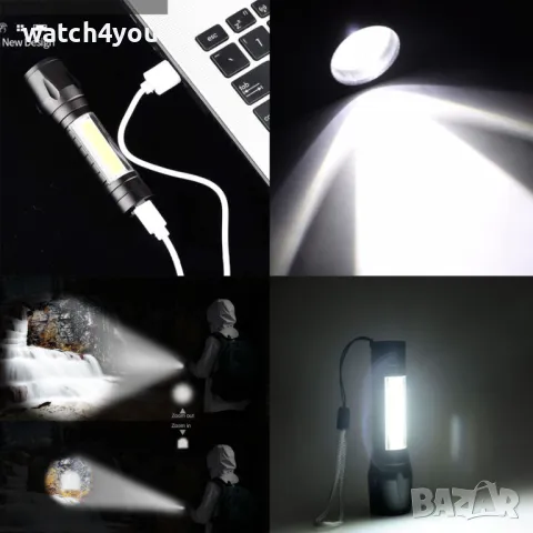 НОВ МОЩЕН LED ФЕНЕР CREE СЪС ZOOM ФУНКЦИЯ,СОС 3 РЕЖИМА,ПРЕЗАРЕЖДАЕМ,USB КАБЕЛ.ФЕНЕРИ FLASH ФЕНЕРЧЕ, снимка 10 - Къмпинг осветление - 44174550