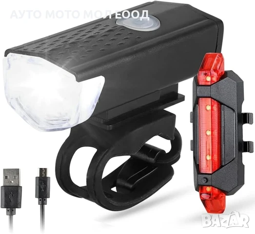 LED Комплект за велосипед, Фар и Стоп Светлина - 800mAh/USB порт., снимка 2 - Аксесоари за велосипеди - 50622232