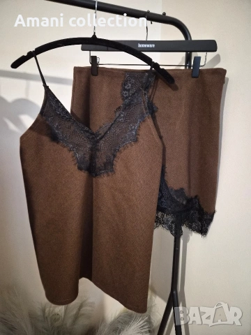 Топ и пола с вълна и дантела LBD, снимка 7 - Поли - 52419388